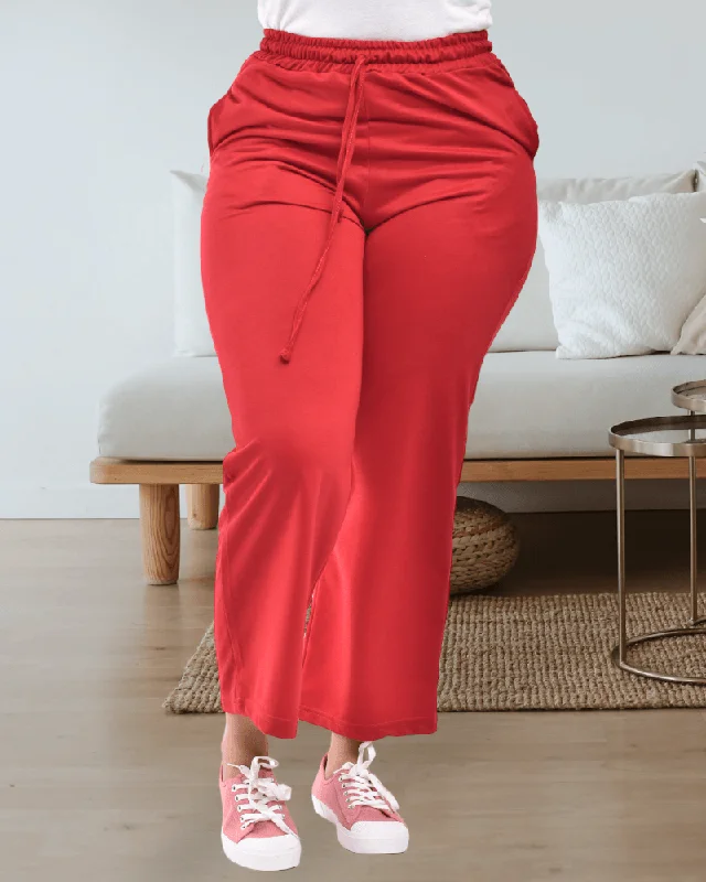 Stylish Women's Garments For Holidays Ladies Wide Leg Red Joggers