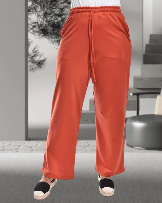 Casual Garments For Women Ladies Wide Leg Rust Joggers