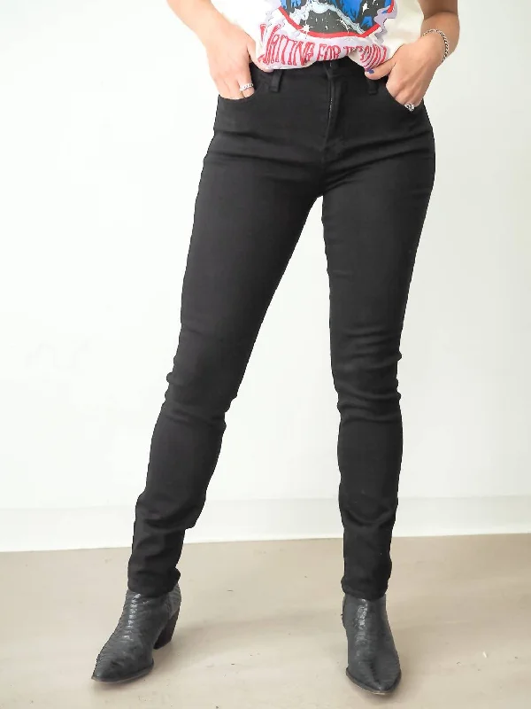 Women's Sports Apparel Longer Length Slim Straight Jean In Black