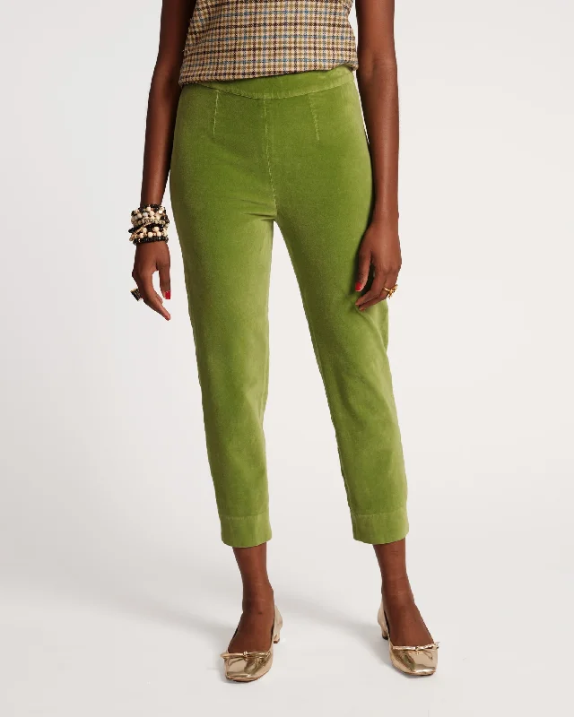 Modern Women's Outfit Lucy Pant Stretch Velvet Moss Green