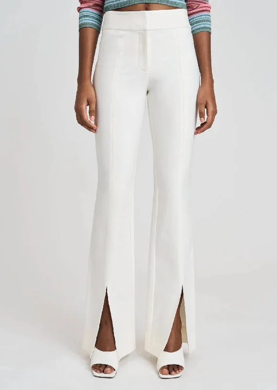 Comfortable Women's Clothes Maeve Front Slit Trousers In Soft White