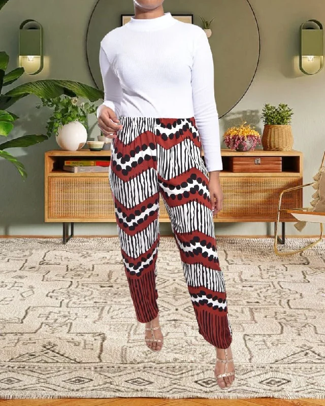 Women's Floral Print Outfit Rust Multi Color Printed Palazzo Pants