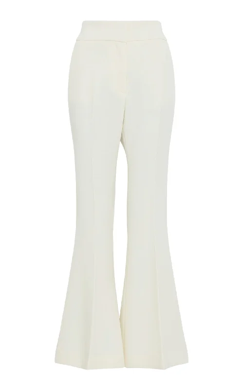 Women's Functional Outfit For Outdoor Activities Marsh Flare Cropped Pant in Ivory Wool Crepe