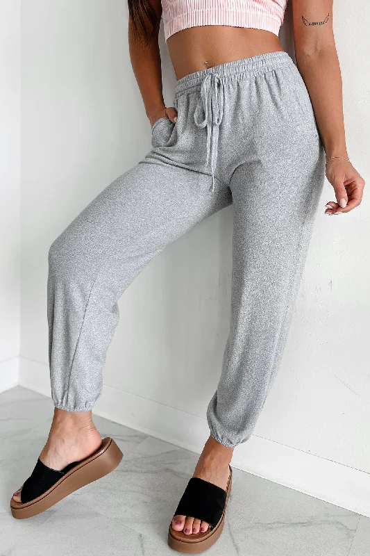 Comfortable Garments For Women Maximum Relaxation Brushed Knit Zenana Joggers (Heather Grey)