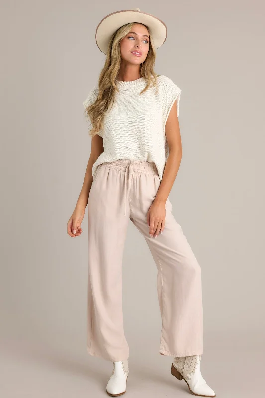 Women Wear Online Midnight Comfort Beige Wide Leg Pants