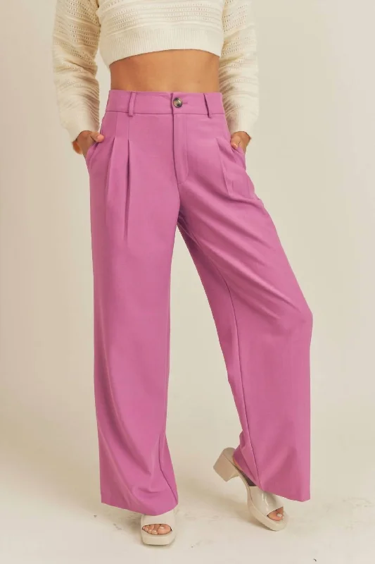 Women's Cozy Outfit For Lounging My Best Effort Wide Leg Trousers In Orchid