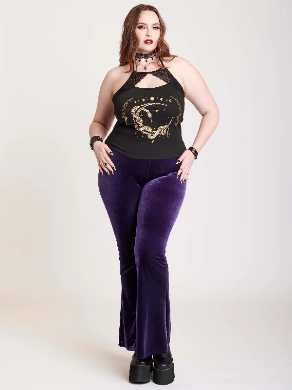 Trendy Women's Apparel Purple Velvet Flared Leggings