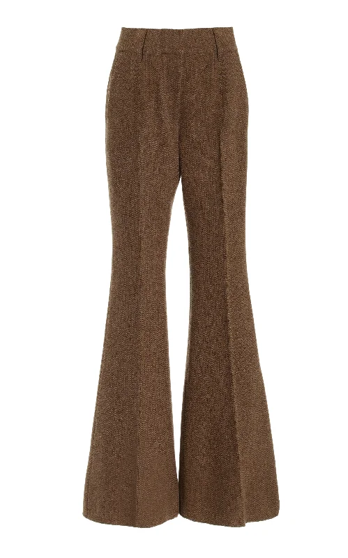 Women Apparel Rhein Pant in Chocolate Multi Virgin Wool Cashmere Herringbone