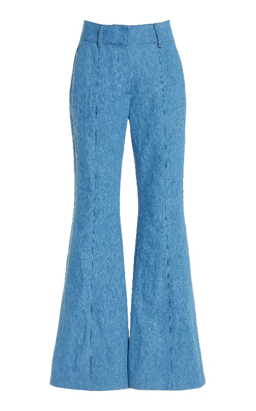 Women's Urban Clothing Rhein Pant in Light Blue Recycled Cotton Linen Denim