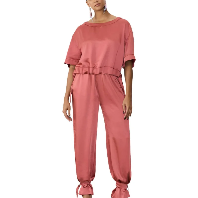 Women's Seasonal Garments Satin Ribbon Pants In Cassis