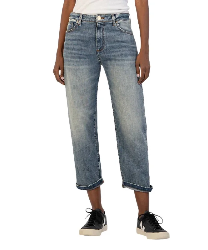 Trendy Boutiques Online Sienna Baggy Boyfriend Crop Jeans In Shaped Wash