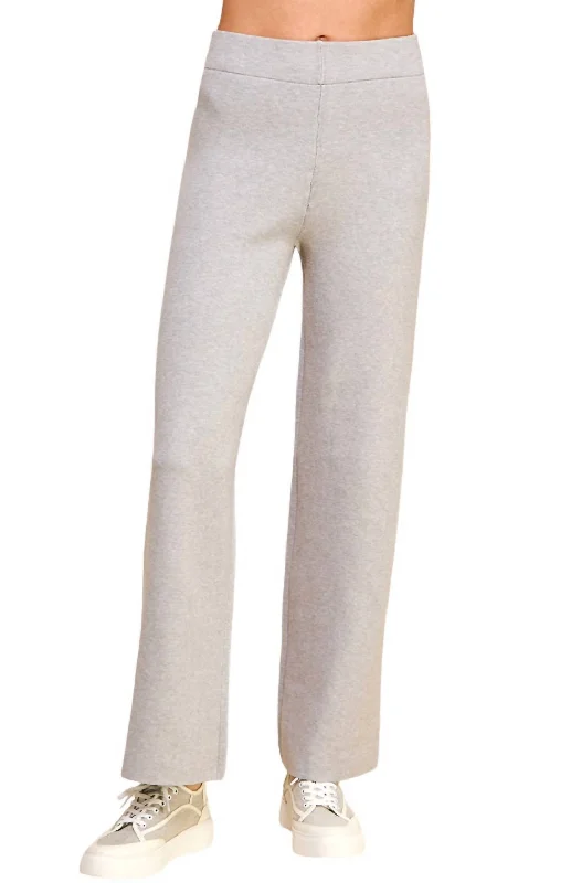 Women's Clothing Apparel Straight Leg Sweater Pants In Heather Grey