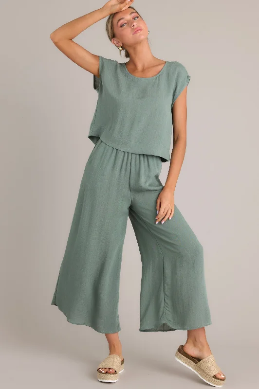 Women's Formal Wear Timeless Threads Sage Green Cropped Pants