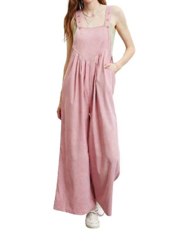 Affordable Trendy Clothes For Women Willow Corduroy Overalls In Powder Pink