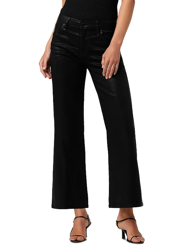 Chic Clothing For Women Womens Coated Denim Wide Leg Jeans