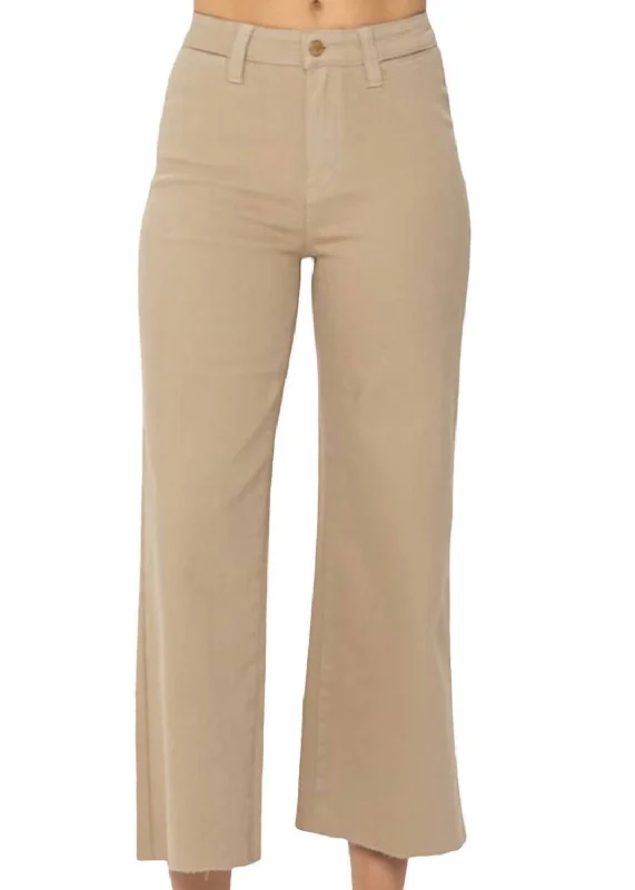 Women's Everyday Garments Women's High Waist Garment Dyed Crop Wide Leg In Khaki