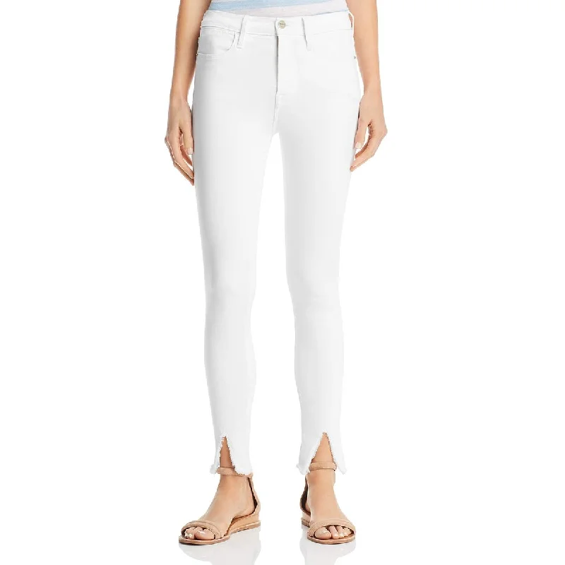 Women's Activewear Apparel Womens Raw Hem Split Hem Skinny Jeans