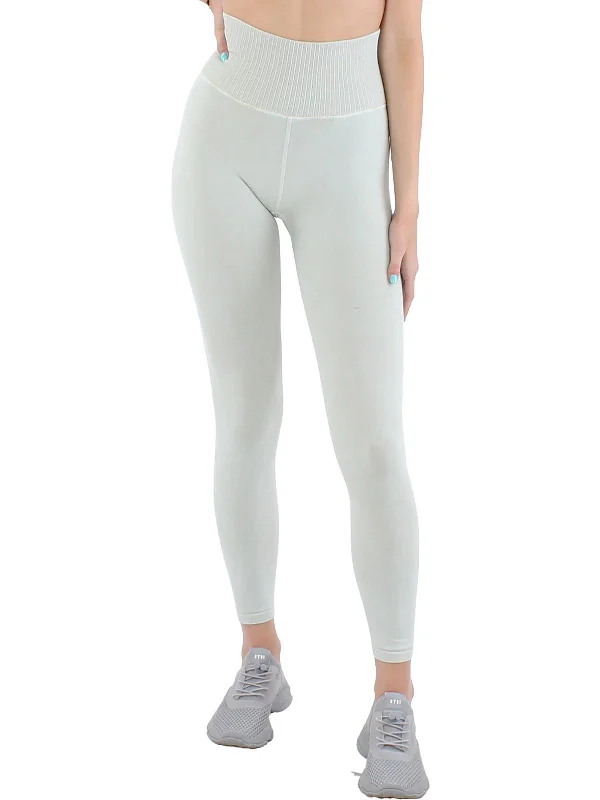Women's Functional Outdoor Garments Womens Ribbed Trim Solid Leggings