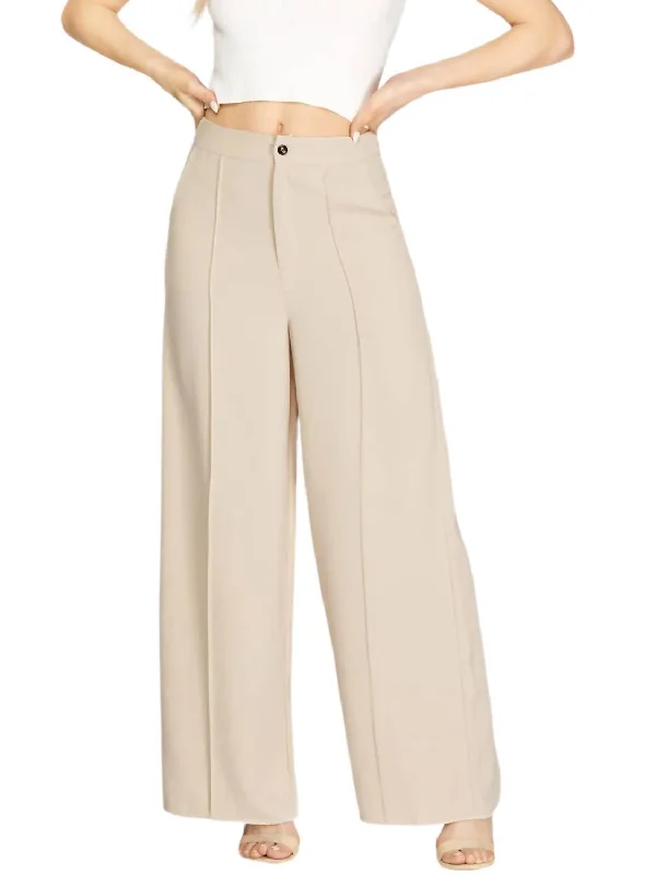 Women's Active Outfit For Fitness Woven Wide Pants In Light Taupe